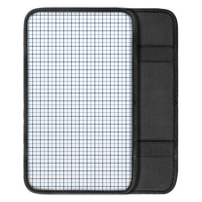 White And Blue Tattersall Pattern Print Car Center Console Cover