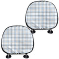 White And Blue Tattersall Pattern Print Car Headrest Covers