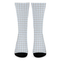 White And Blue Tattersall Pattern Print Crew Socks