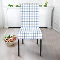 White And Blue Tattersall Pattern Print Dining Chair Slipcover
