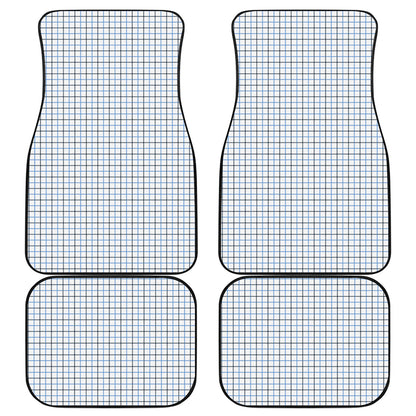 White And Blue Tattersall Pattern Print Front and Back Car Floor Mats