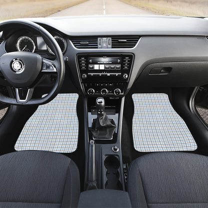 White And Blue Tattersall Pattern Print Front and Back Car Floor Mats