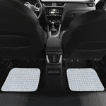 White And Blue Tattersall Pattern Print Front and Back Car Floor Mats