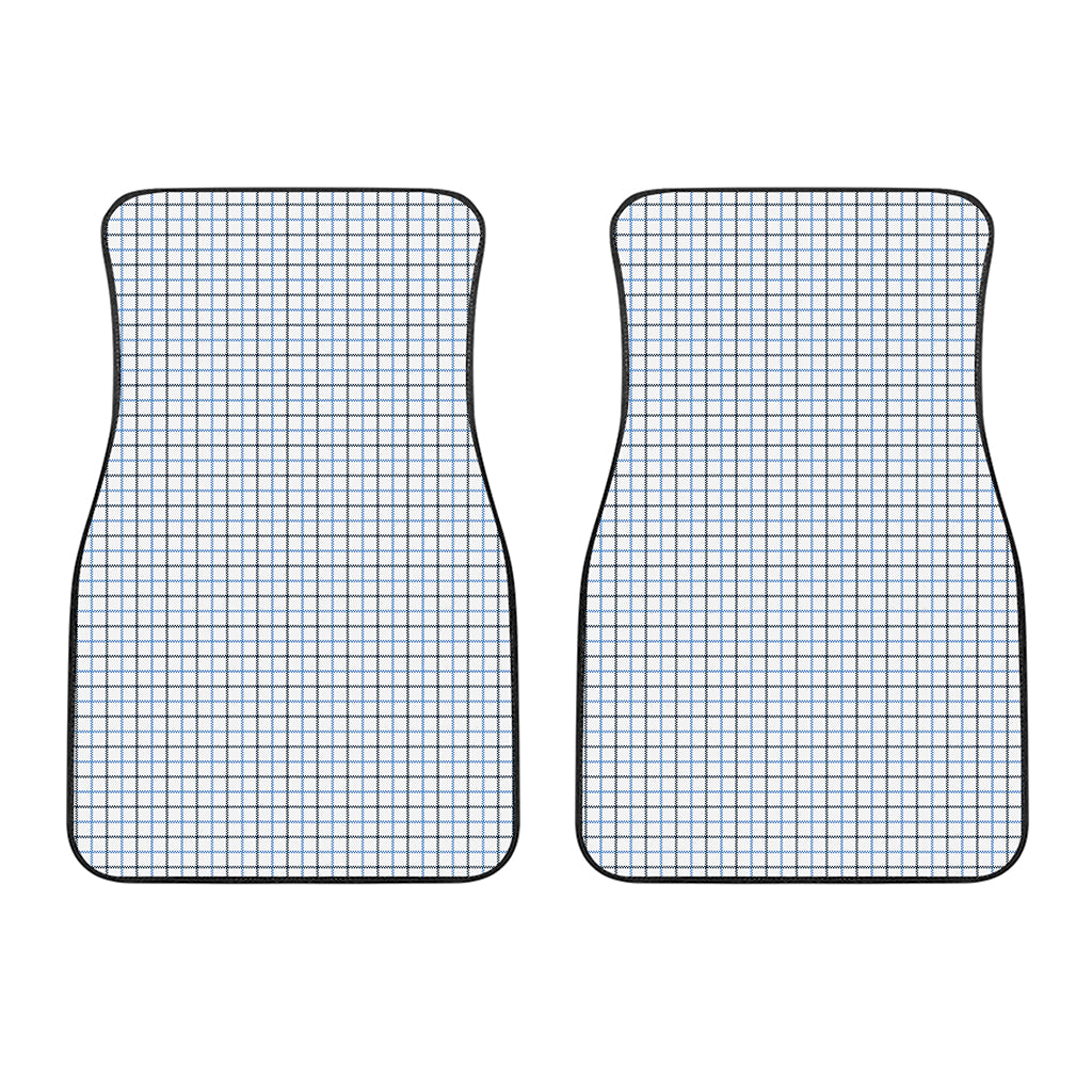 White And Blue Tattersall Pattern Print Front Car Floor Mats