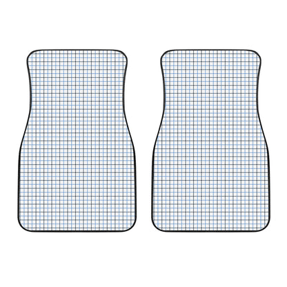 White And Blue Tattersall Pattern Print Front Car Floor Mats