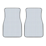 White And Blue Tattersall Pattern Print Front Car Floor Mats