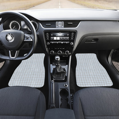 White And Blue Tattersall Pattern Print Front Car Floor Mats