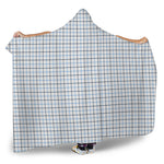 White And Blue Tattersall Pattern Print Hooded Blanket