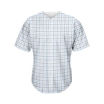 White And Blue Tattersall Pattern Print Men's Baseball Jersey