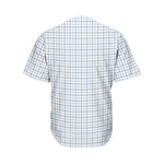 White And Blue Tattersall Pattern Print Men's Baseball Jersey