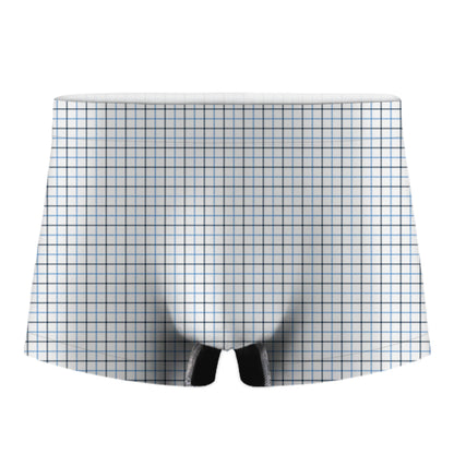 White And Blue Tattersall Pattern Print Men's Boxer Briefs