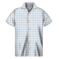 White And Blue Tattersall Pattern Print Men's Short Sleeve Shirt