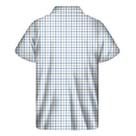 White And Blue Tattersall Pattern Print Men's Short Sleeve Shirt