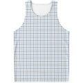 White And Blue Tattersall Pattern Print Men's Tank Top