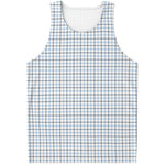 White And Blue Tattersall Pattern Print Men's Tank Top