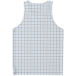 White And Blue Tattersall Pattern Print Men's Tank Top