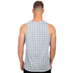 White And Blue Tattersall Pattern Print Men's Tank Top