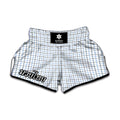 White And Blue Tattersall Pattern Print Muay Thai Boxing Shorts