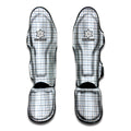 White And Blue Tattersall Pattern Print Muay Thai Shin Guards