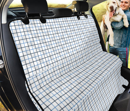 White And Blue Tattersall Pattern Print Pet Car Back Seat Cover
