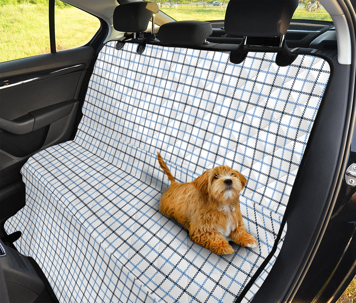 White And Blue Tattersall Pattern Print Pet Car Back Seat Cover