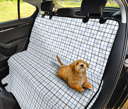 White And Blue Tattersall Pattern Print Pet Car Back Seat Cover