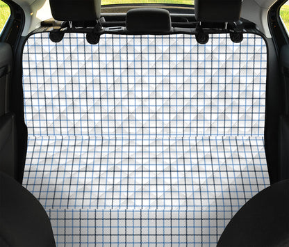White And Blue Tattersall Pattern Print Pet Car Back Seat Cover