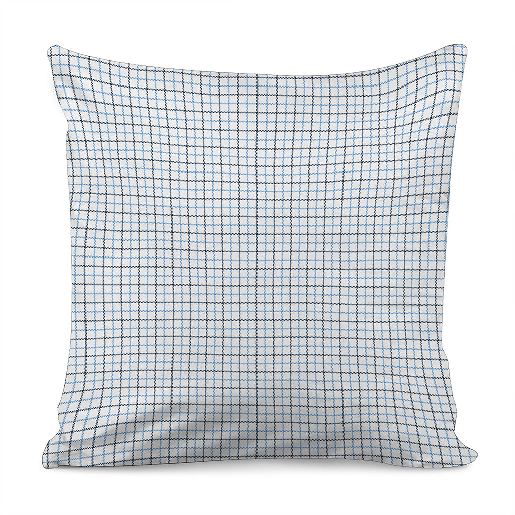 White And Blue Tattersall Pattern Print Pillow Cover