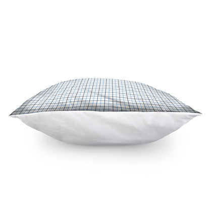 White And Blue Tattersall Pattern Print Pillow Cover