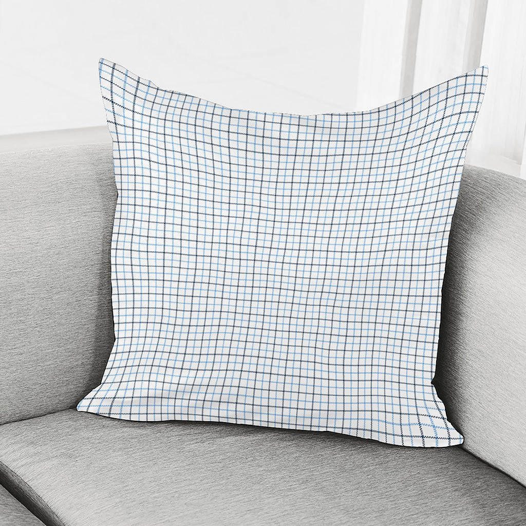 White And Blue Tattersall Pattern Print Pillow Cover