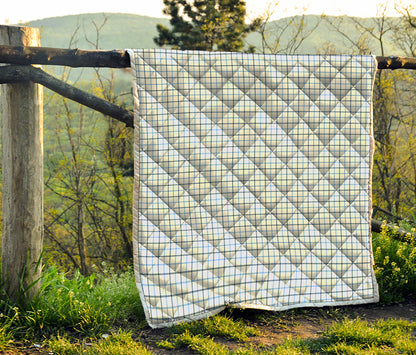 White And Blue Tattersall Pattern Print Quilt