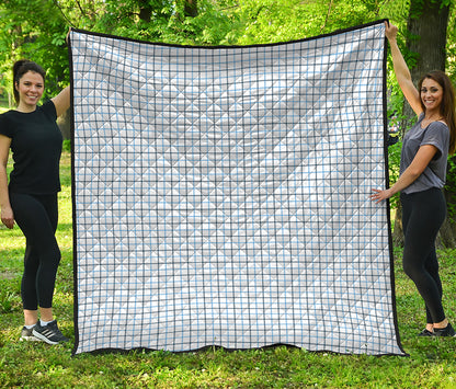 White And Blue Tattersall Pattern Print Quilt