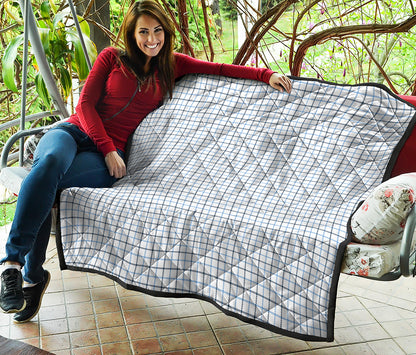 White And Blue Tattersall Pattern Print Quilt