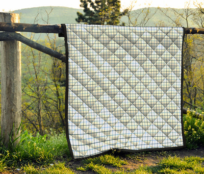 White And Blue Tattersall Pattern Print Quilt