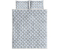 White And Blue Tattersall Pattern Print Quilt Bed Set