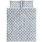 White And Blue Tattersall Pattern Print Quilt Bed Set