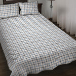 White And Blue Tattersall Pattern Print Quilt Bed Set
