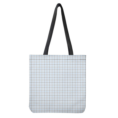 White And Blue Tattersall Pattern Print Tote Bag