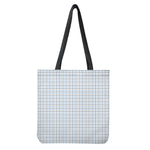 White And Blue Tattersall Pattern Print Tote Bag