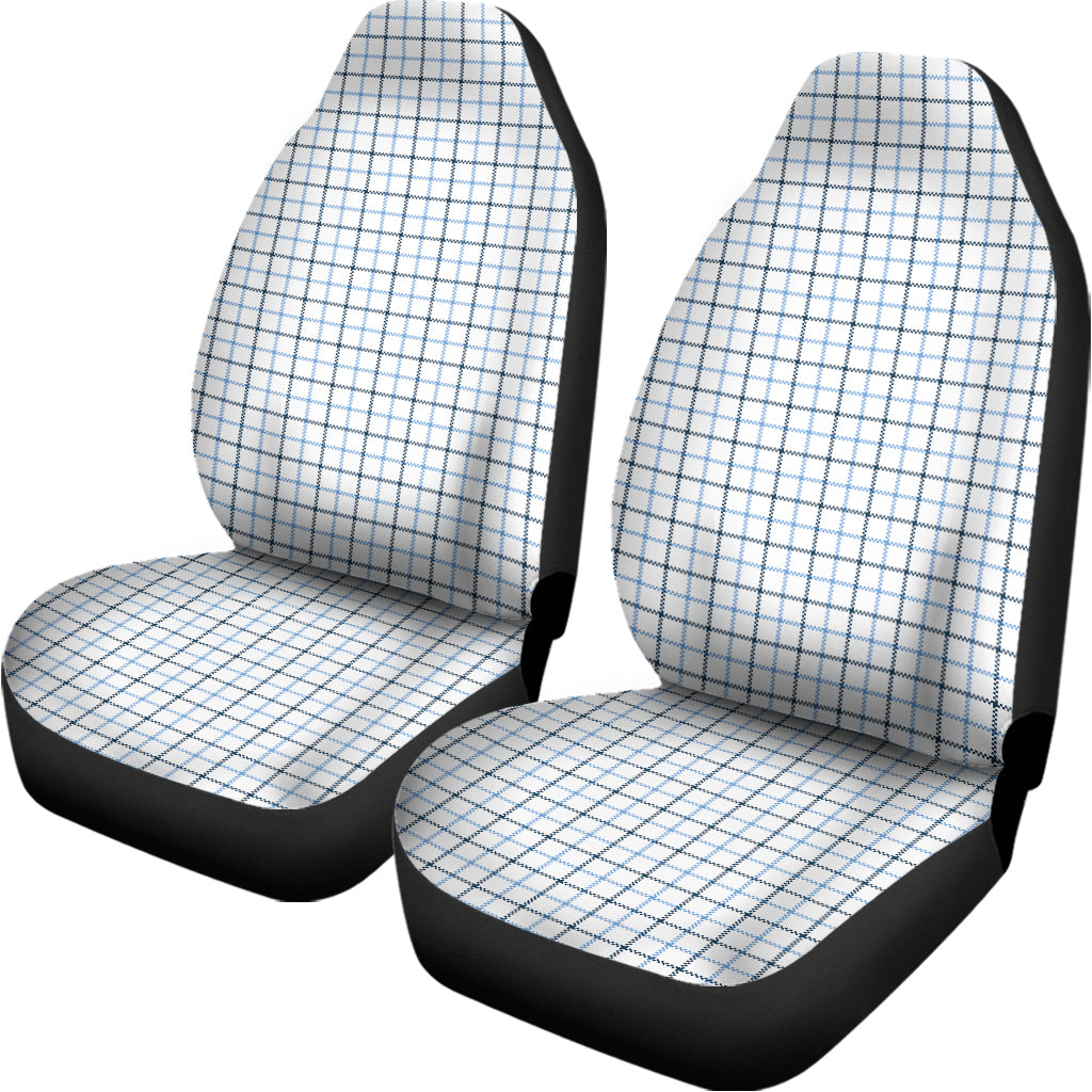 White And Blue Tattersall Pattern Print Universal Fit Car Seat Covers
