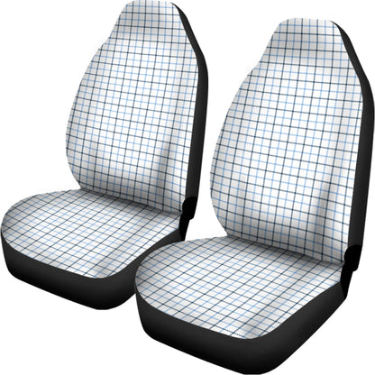 White And Blue Tattersall Pattern Print Universal Fit Car Seat Covers