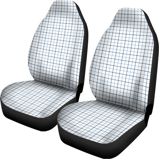 White And Blue Tattersall Pattern Print Universal Fit Car Seat Covers