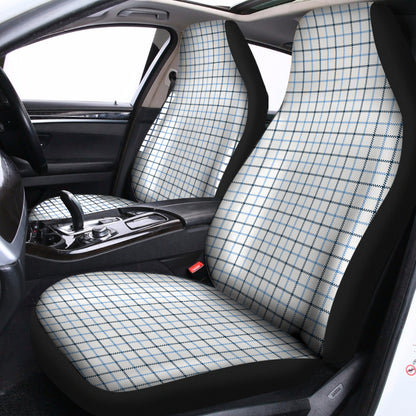 White And Blue Tattersall Pattern Print Universal Fit Car Seat Covers