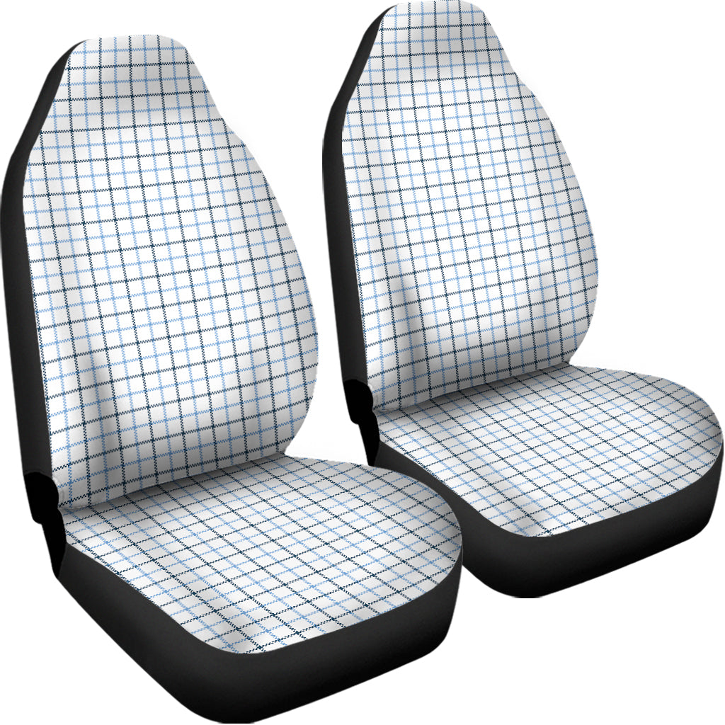 White And Blue Tattersall Pattern Print Universal Fit Car Seat Covers