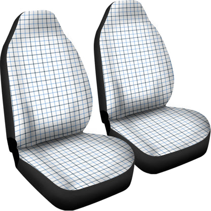 White And Blue Tattersall Pattern Print Universal Fit Car Seat Covers