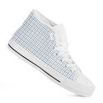 White And Blue Tattersall Pattern Print White High Top Shoes
