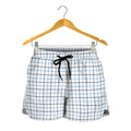 White And Blue Tattersall Pattern Print Women's Shorts
