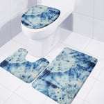 White And Blue Tie Dye Print 3 Piece Bath Mat Set