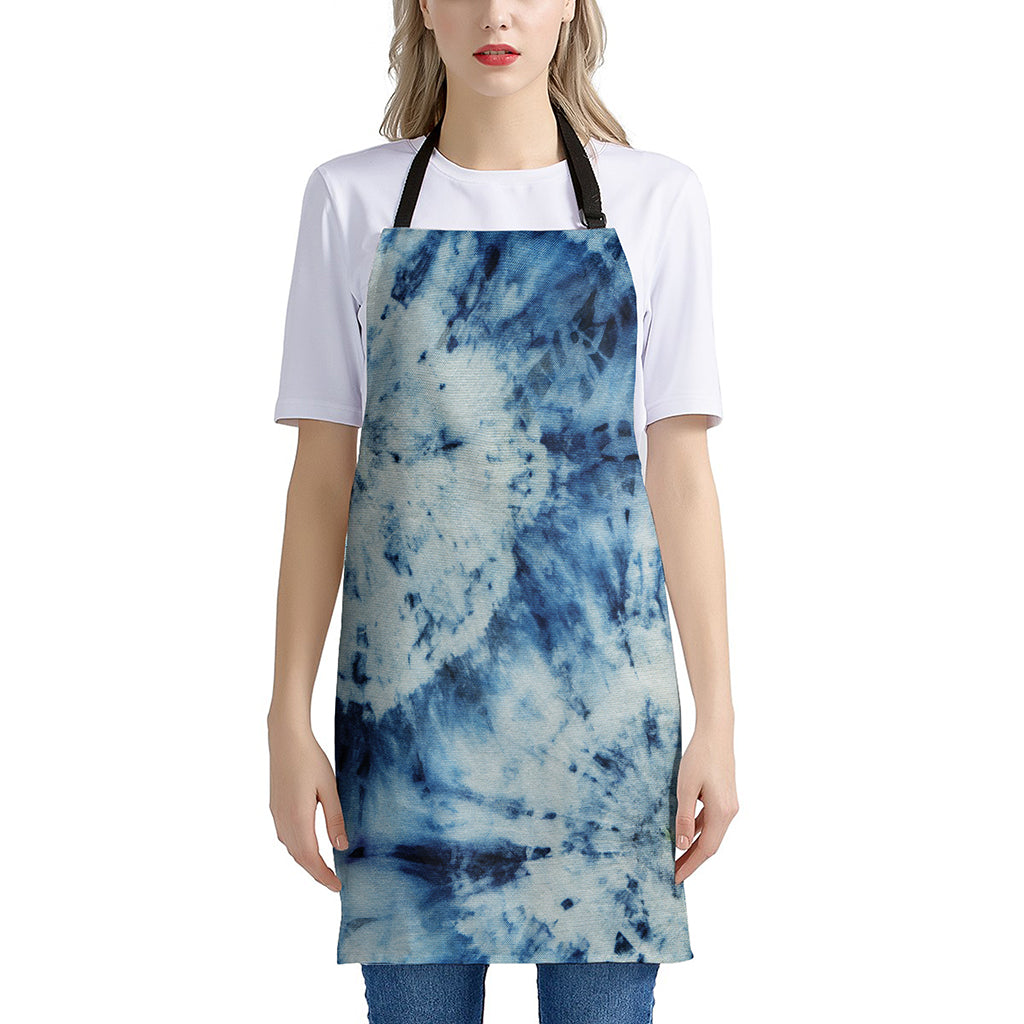 White And Blue Tie Dye Print Apron