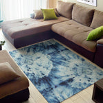 White And Blue Tie Dye Print Area Rug